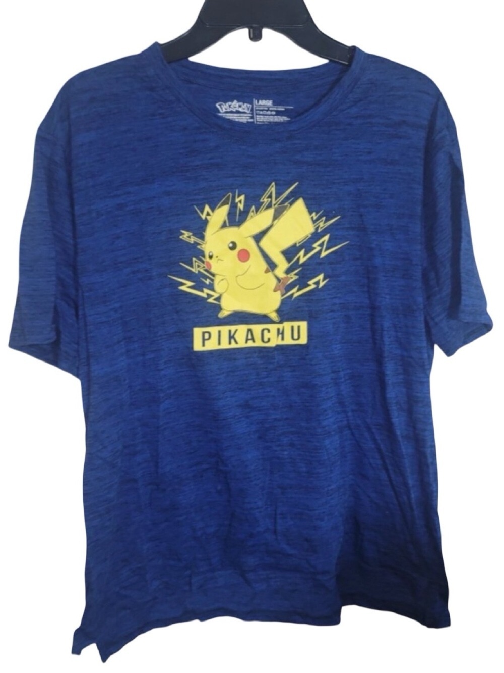 Pokémon Pikachu Blue Graphic T-Shirt Large Lightning Bolt Tee